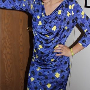 Blue Pattern Fitted dress